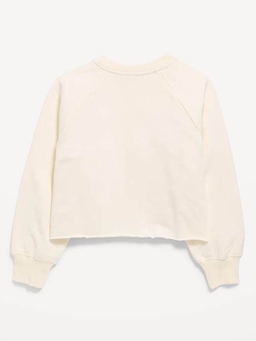 Image number 3 showing, Lace-Trim French Terry Cropped Sweatshirt for Girls