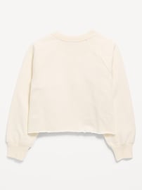Image number 3 showing, Lace-Trim French Terry Cropped Sweatshirt for Girls