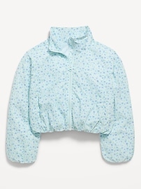 Image number 3 showing, Printed Full-Zip Bubble-Hem Jacket for Girls
