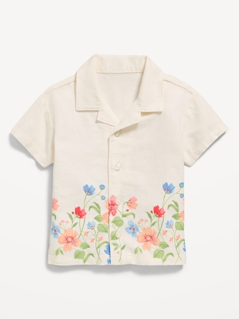 Printed Short-Sleeve Linen-Blend Shirt for Baby - Multi