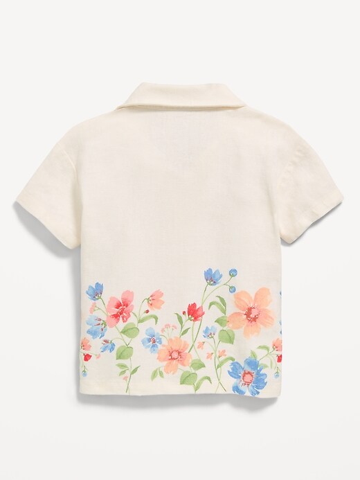 Image number 3 showing, Printed Short-Sleeve Linen-Blend Shirt for Baby