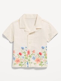 Image number 2 showing, Printed Short-Sleeve Linen-Blend Shirt for Baby