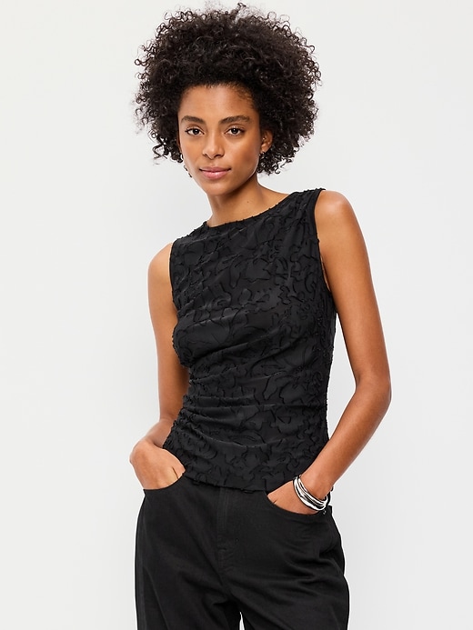 Image number 1 showing, Jacquard Side-Drape Top