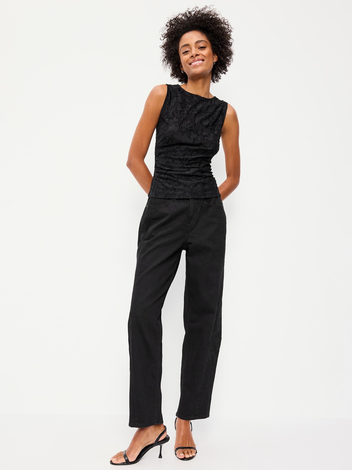 Jacquard Side-Drape Top