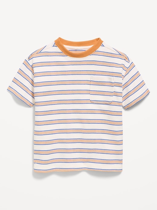 Image number 1 showing, Oversized Short-Sleeve Waffle-Knit T-Shirt for Toddler Boys