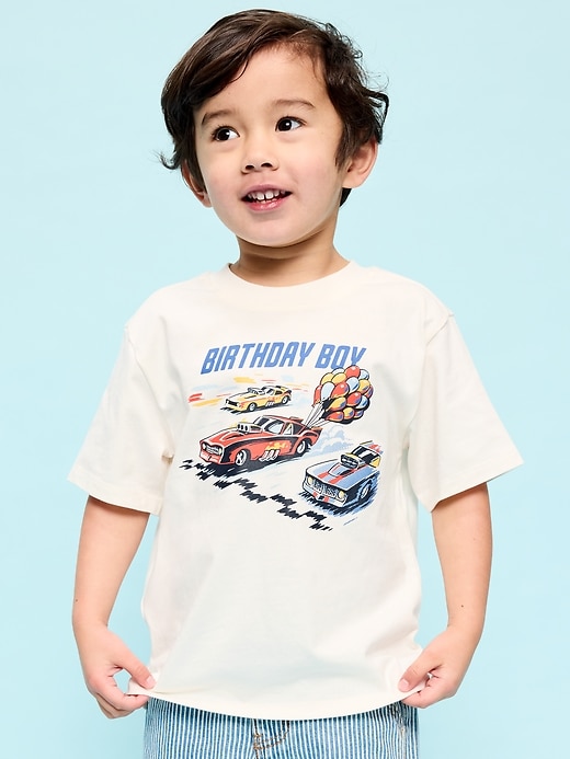 Image number 1 showing, Oversized Short-Sleeve Birthday Graphic T-Shirt for Toddler Boys