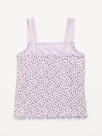 Image number 3 showing, Fitted Lace-Trim Pointelle Tank Top for Girls