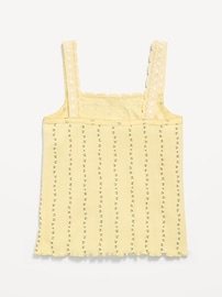 Image number 2 showing, Fitted Lace-Trim Pointelle Tank Top for Girls