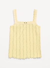 Image number 1 showing, Fitted Lace-Trim Pointelle Tank Top for Girls
