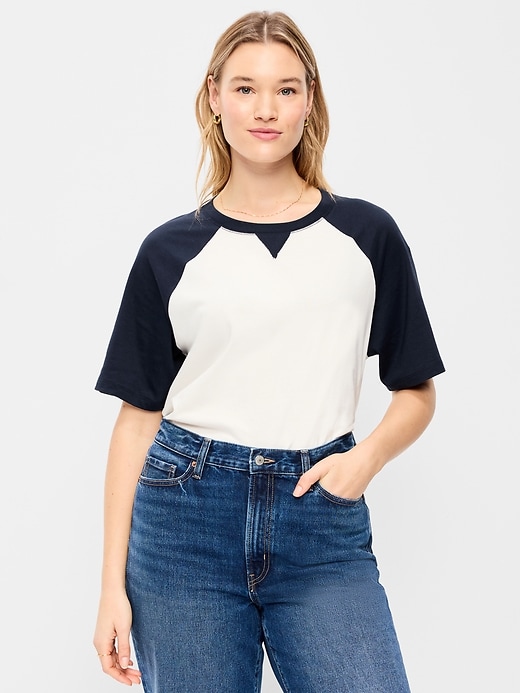 T-shirt Donna Estate Manica Corta, Righe Raglan, Blu Navy, Taglia S, Morbida E Leggera