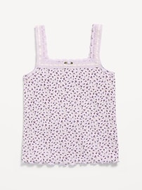 Image number 2 showing, Fitted Lace-Trim Pointelle Tank Top for Girls
