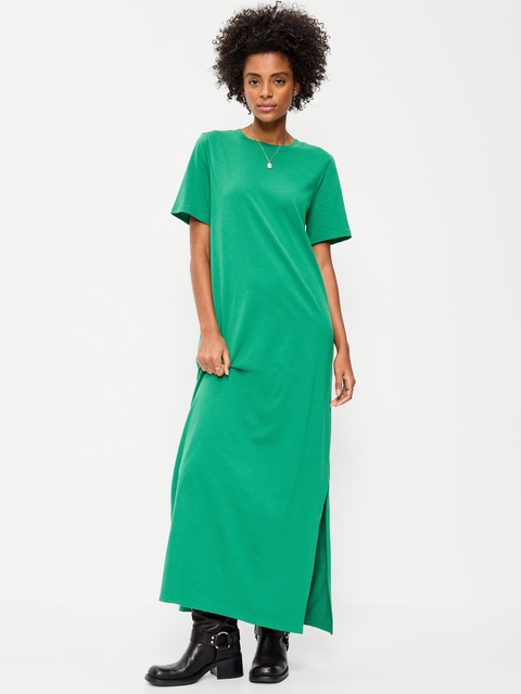 Vintage Crew-Neck Maxi Dress