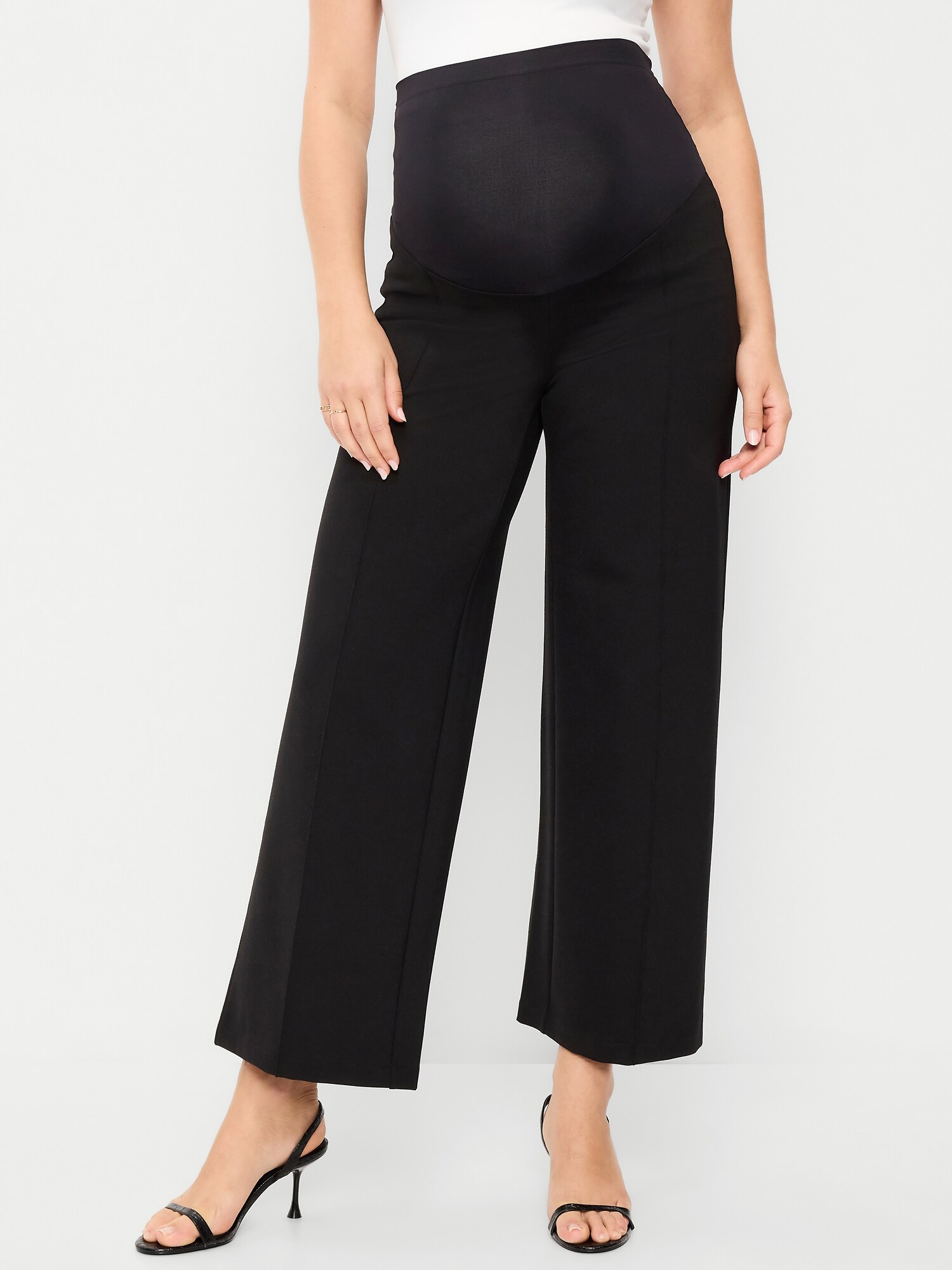 Женские брюки Old Navy Maternity Rollover-Waist Stevie Wide-Leg, цвет: Чёрный — фото 2