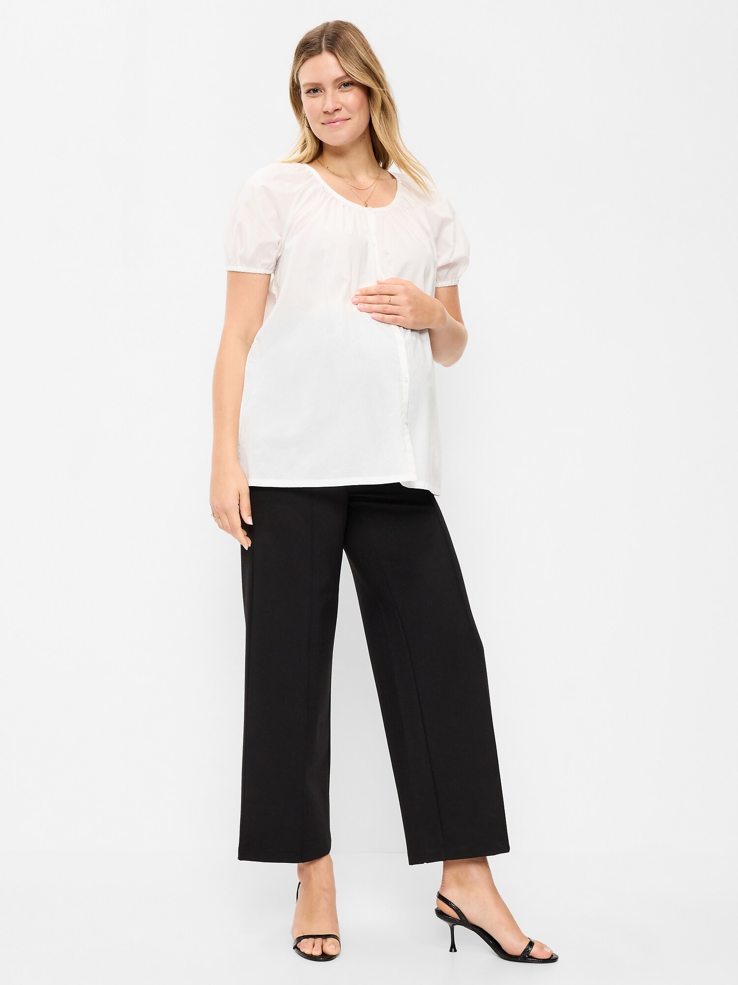 Женские брюки Old Navy Maternity Rollover-Waist Stevie Wide-Leg, цвет: Чёрный