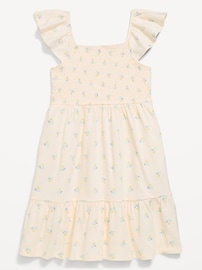 Image number 3 showing, Printed Fit and Flare Smocked Dress for Girls
