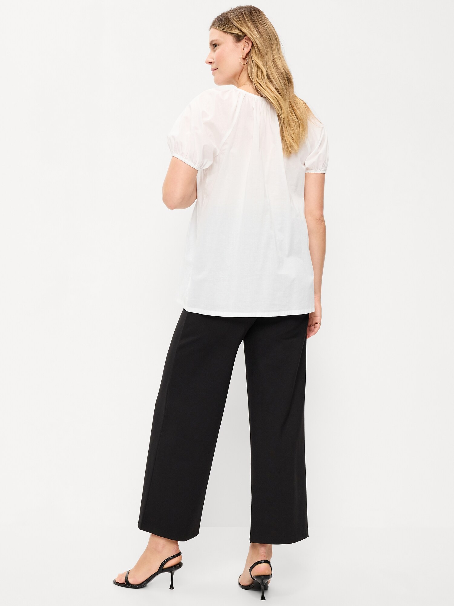 Женские брюки Old Navy Maternity Rollover-Waist Stevie Wide-Leg, цвет: Чёрный — фото 3