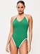 Pique V-Neck Halter Swimsuit