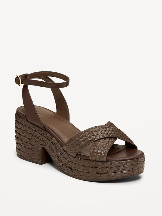 Image number 1 showing, Raffia Platform Sandals for Women