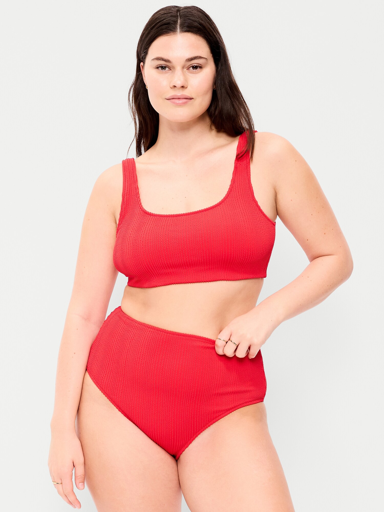 Верх бикини, круглый вырез, в рубчик — Old Navy, цвет: Amaryllis — фото 5