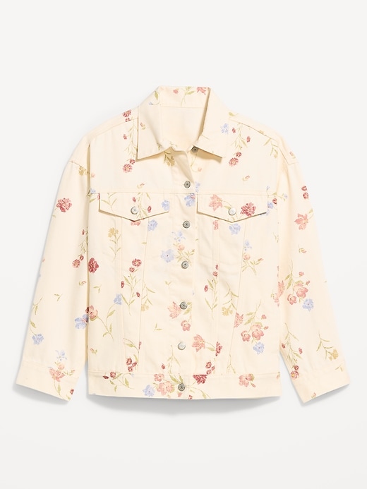 Image number 7 showing, Oversized Floral Print Jean Trucker Jacket