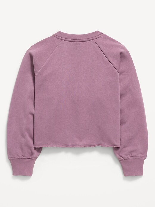 Image number 3 showing, Lace-Trim French Terry Cropped Sweatshirt for Girls