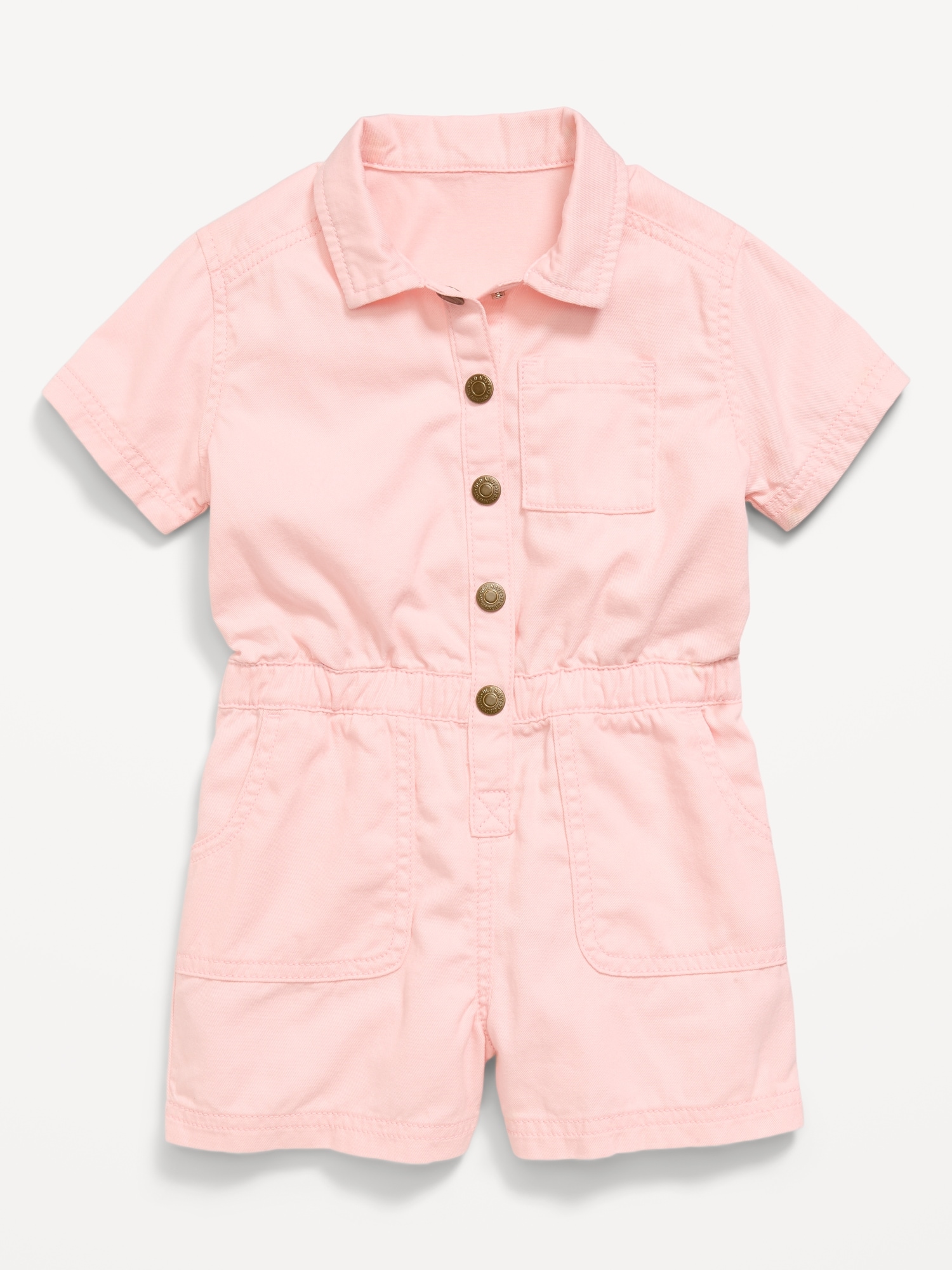 Short-Sleeve Utility Romper for Toddler Girls
