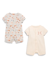 Image number 2 showing, Short-Sleeve Ribbed Pocket One-Piece Romper 2-Pack for Baby