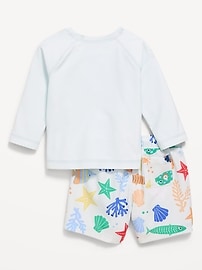 Image number 2 showing, Long-Sleeve Rashguard Swim Top and Trunks Set for Baby