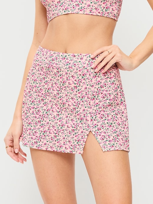 Image number 1 showing, High-Waisted Textured Swim Skirt