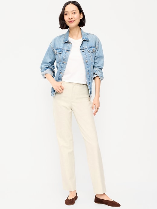 Image number 1 showing, High-Waisted Pixie Straight Pants