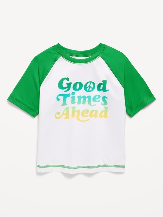 Image number 1 showing, Short-Sleeve Graphic Rashguard Swim Top for Toddler Boys