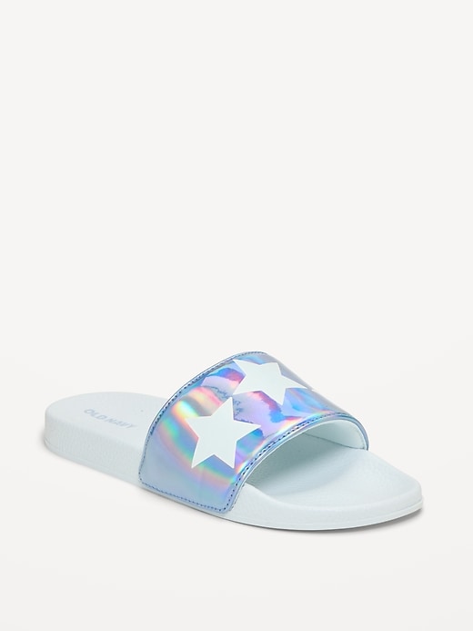 Image number 1 showing, Faux-Leather Pool Slide Sandals for Girls
