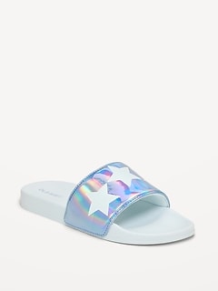 Faux-Leather Pool Slide Sandals for Girls