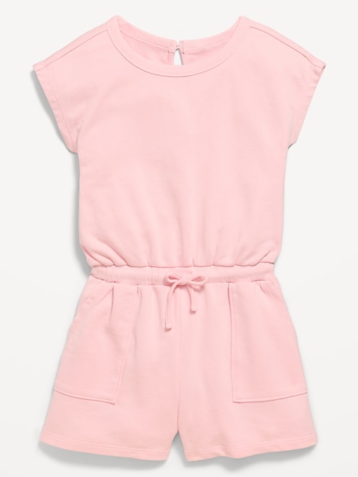 Image number 3 showing, Short-Sleeve French Terry Utility Romper for Girls