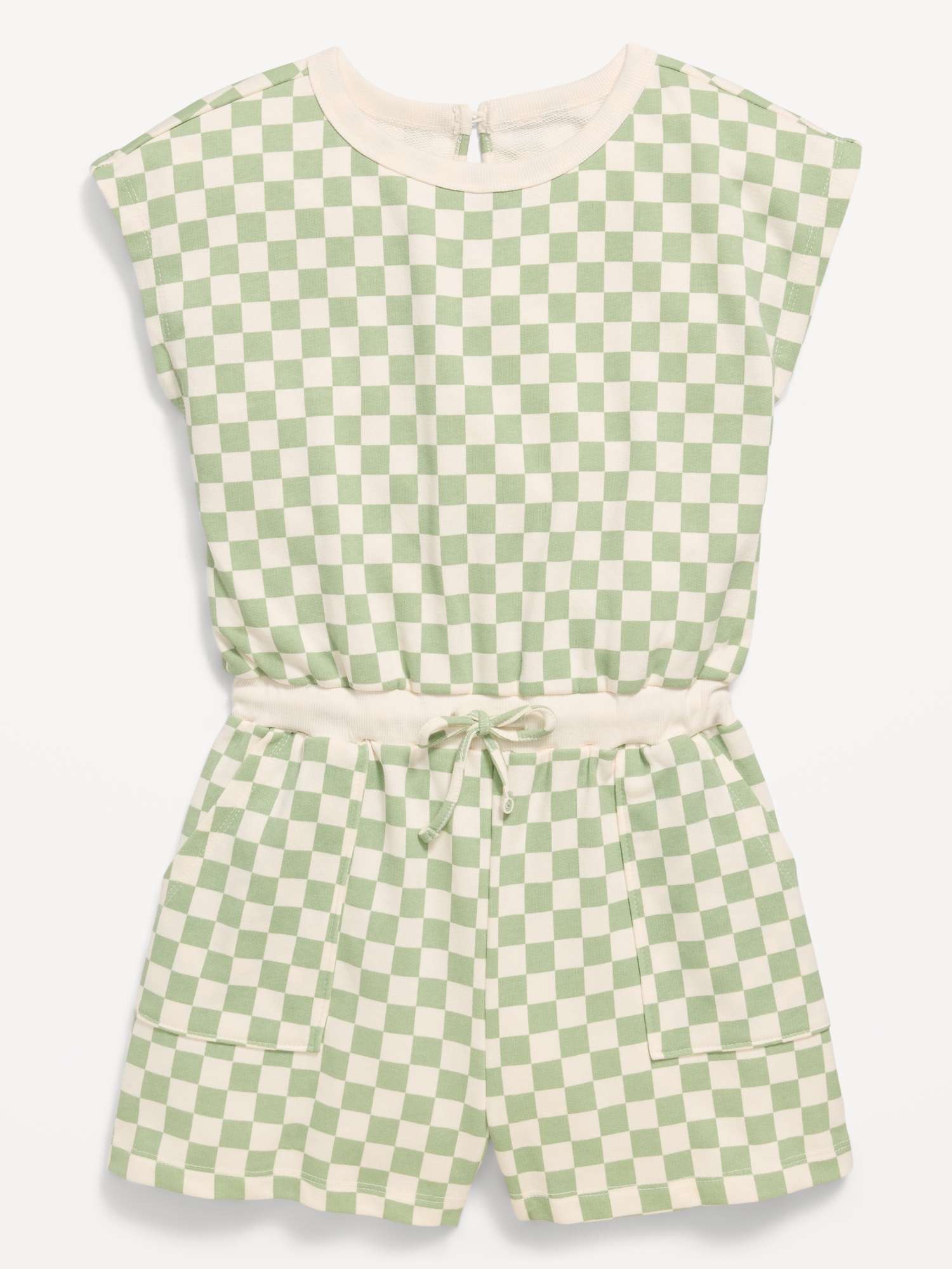 Short-Sleeve French Terry Utility Romper for Girls