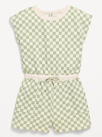 Image number 3 showing, Short-Sleeve French Terry Utility Romper for Girls