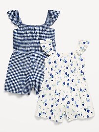 Image number 2 showing, Short-Sleeve Romper 2-Pack for Girls