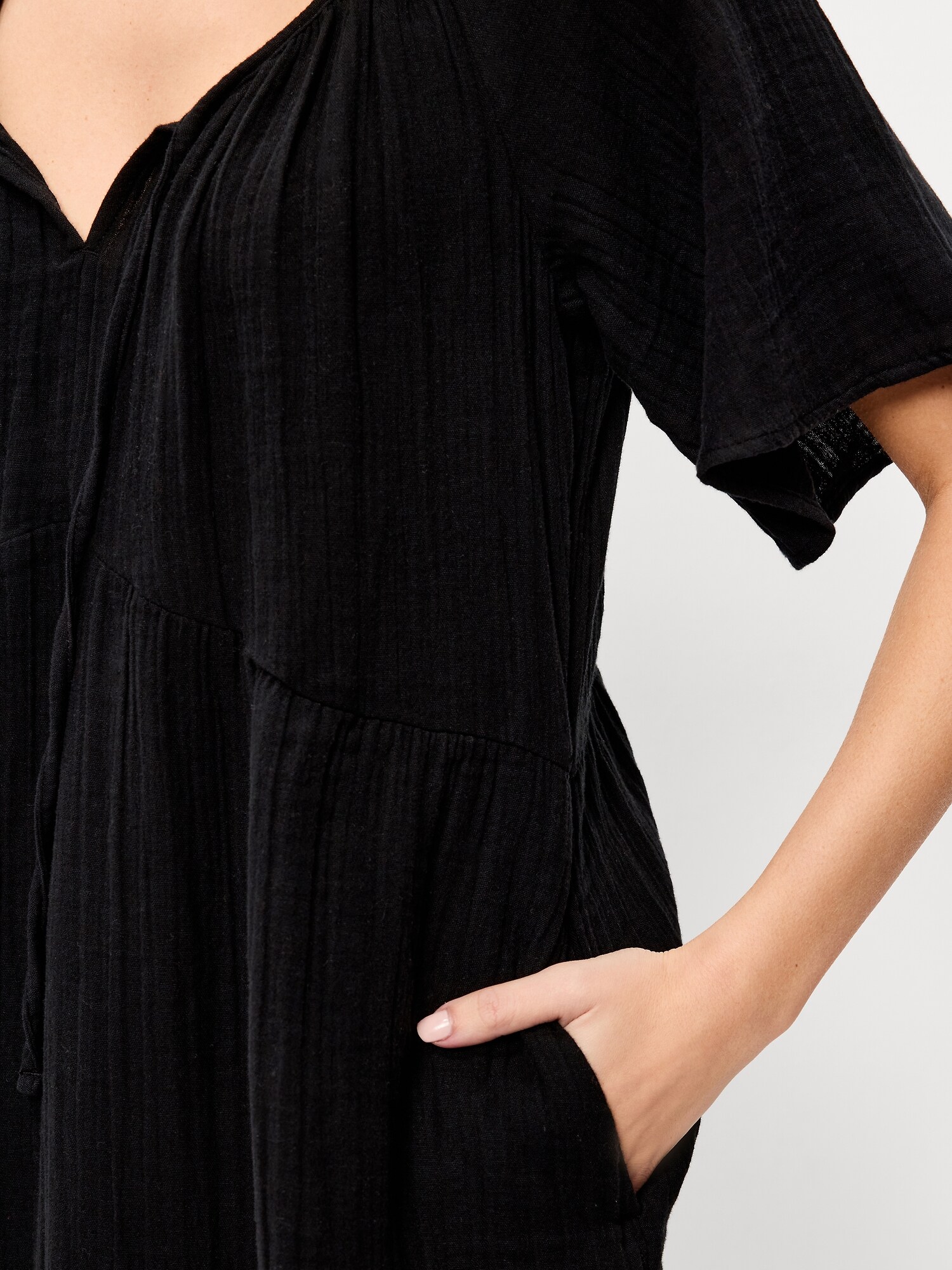 Женское платье Old Navy Crinkle Gauze Flutter-Sleeve Mini Swing, цвет: Чёрный — фото 5