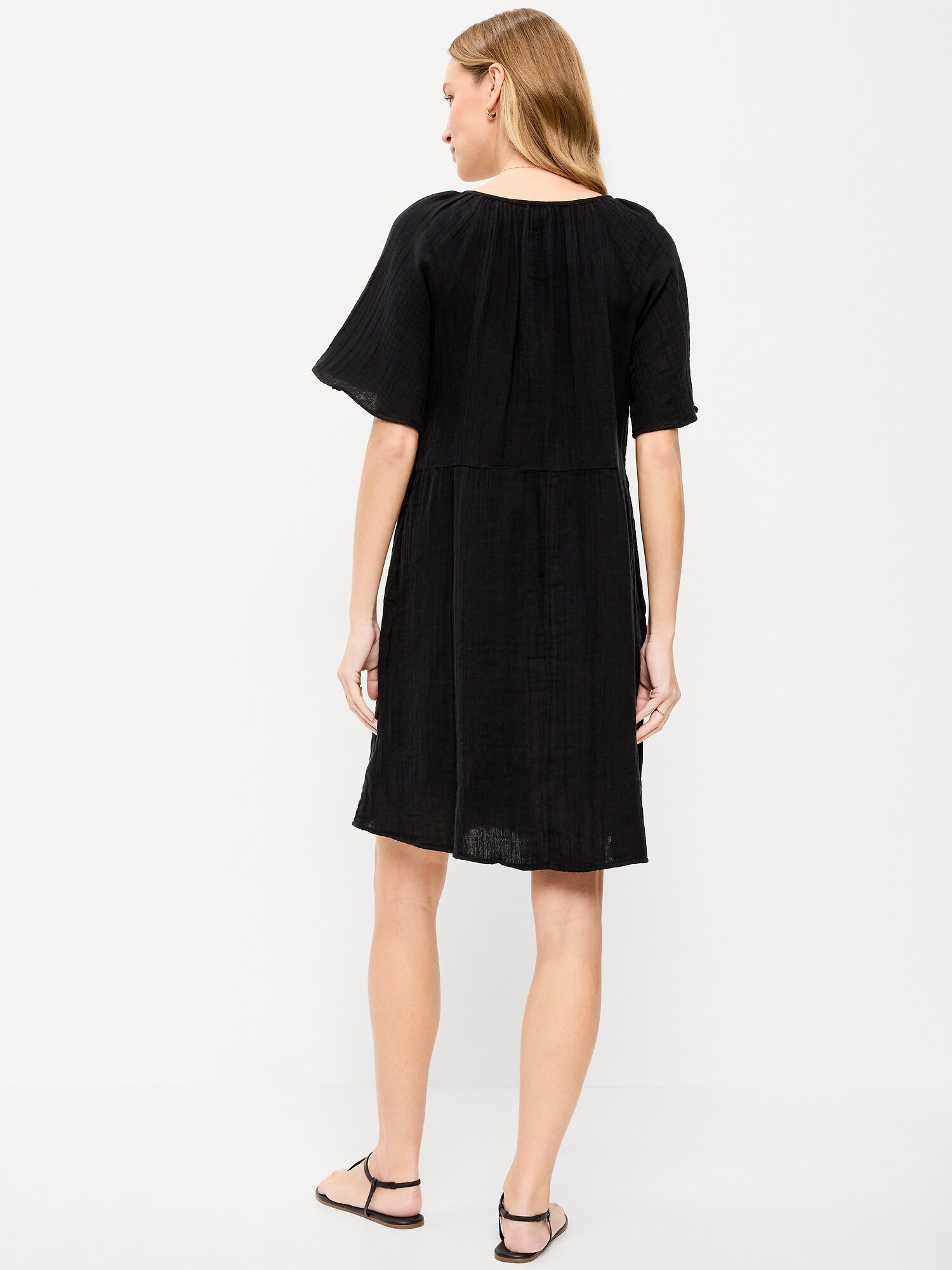 Женское платье Old Navy Crinkle Gauze Flutter-Sleeve Mini Swing, цвет: Чёрный — фото 2