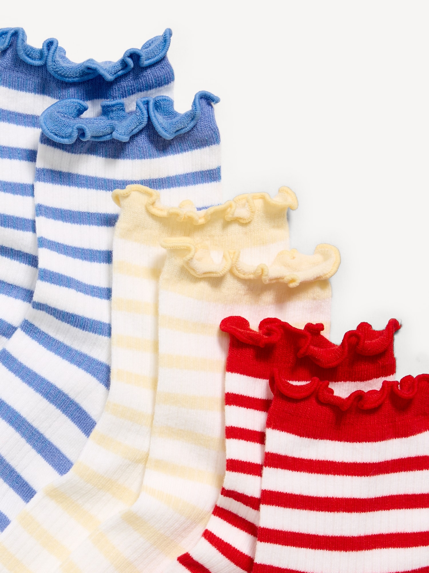 Ruffle Quarter-Crew Socks 3-Pack for Girls