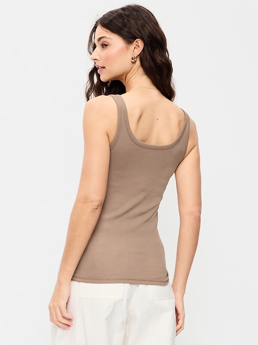 Image number 2 showing, First-Layer Ribbed Scoop-Neck Tank Top
