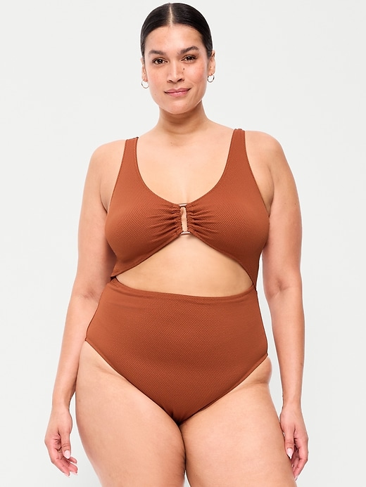 Image number 5 showing, Textured One-Piece Cut-Out Swimsuit