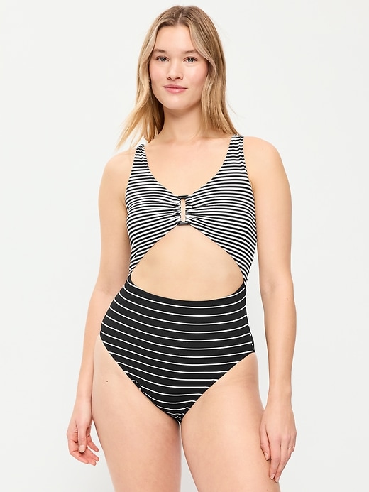 Image number 5 showing, Textured One-Piece Cut-Out Swimsuit