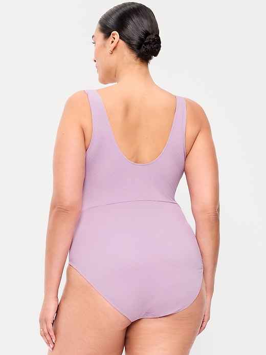 Image number 8 showing, Textured One-Piece Cut-Out Swimsuit