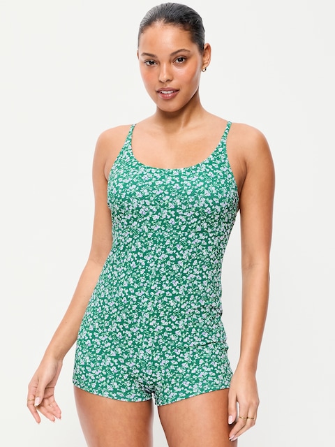 Textured Swim Romper -- 2.5-inch inseam