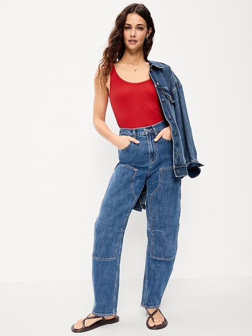 Image number 3 showing, First-Layer Ribbed Scoop-Neck Tank Top