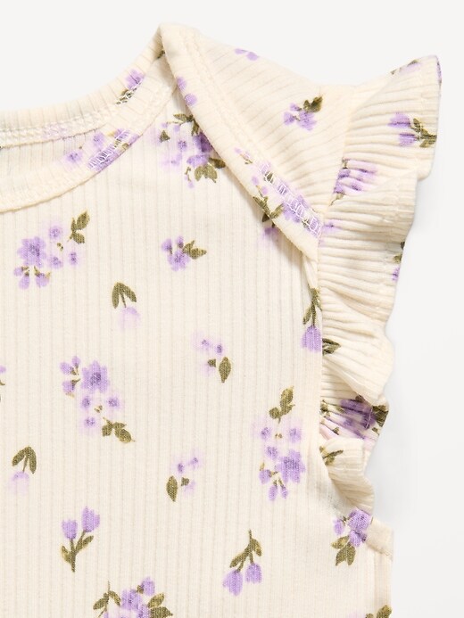 Image number 4 showing, Short-Sleeve Ruffle-Trim Ribbed Bodysuit for Baby