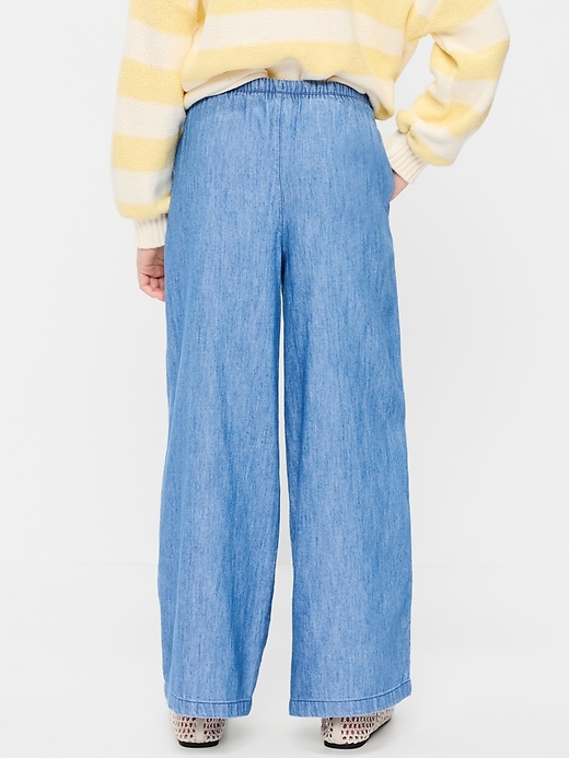 Image number 2 showing, Pull-On Wide-Leg Chambray Pants for Girls