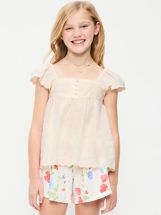 Image number 1 showing, Flutter-Sleeve Textured Top for Girls