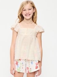 Image number 1 showing, Flutter-Sleeve Textured Top for Girls